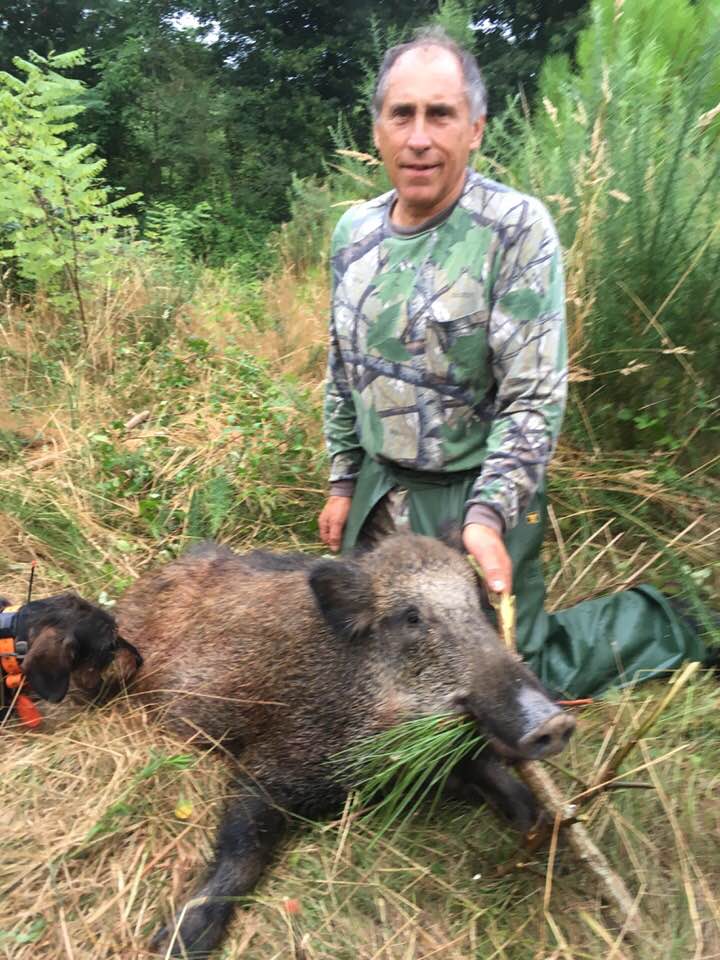 Sanglier de Yannick retrouvé avec l'aide de Bernard et Largo